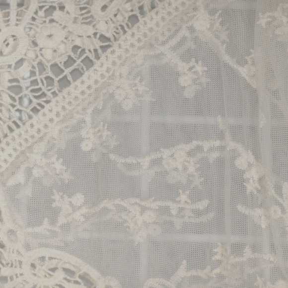 Whispers Sheer Blouse Medium Ivory Mesh Crochet Romantic Cropped Festival Boho - Picture 4 of 5
